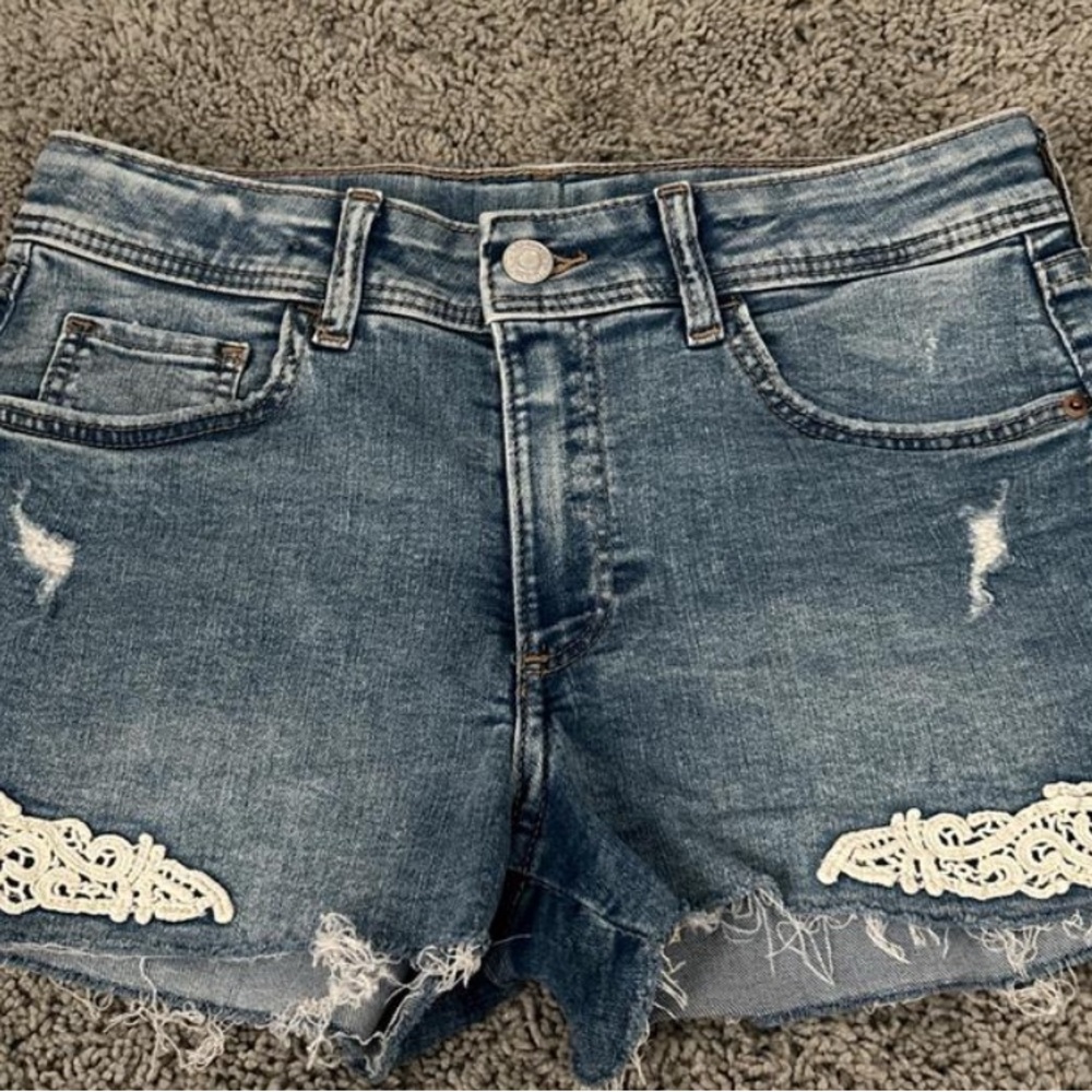 H&M Blue Denim Shorts with Button Detail